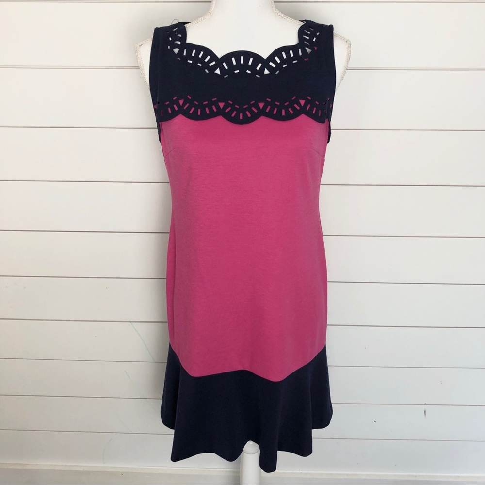 Donna Morgan Sleeveless Dress Navy and Fuchsia